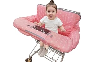 ICOPUCA Shopping Cart Covers for Baby Girl, Cotton High Chair Cover, Machine Washable for Infant, Toddler (Pink)