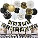 Birthday Decorations Black Happy Birthday Banner Paper Flowers Tissue Paper Pom Poms Paper Lanterns Paper Fans for Birthday Party