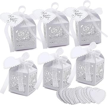 Amazon Com Vgoodall 100 Pcs Party Favor Box Pearl White Paper