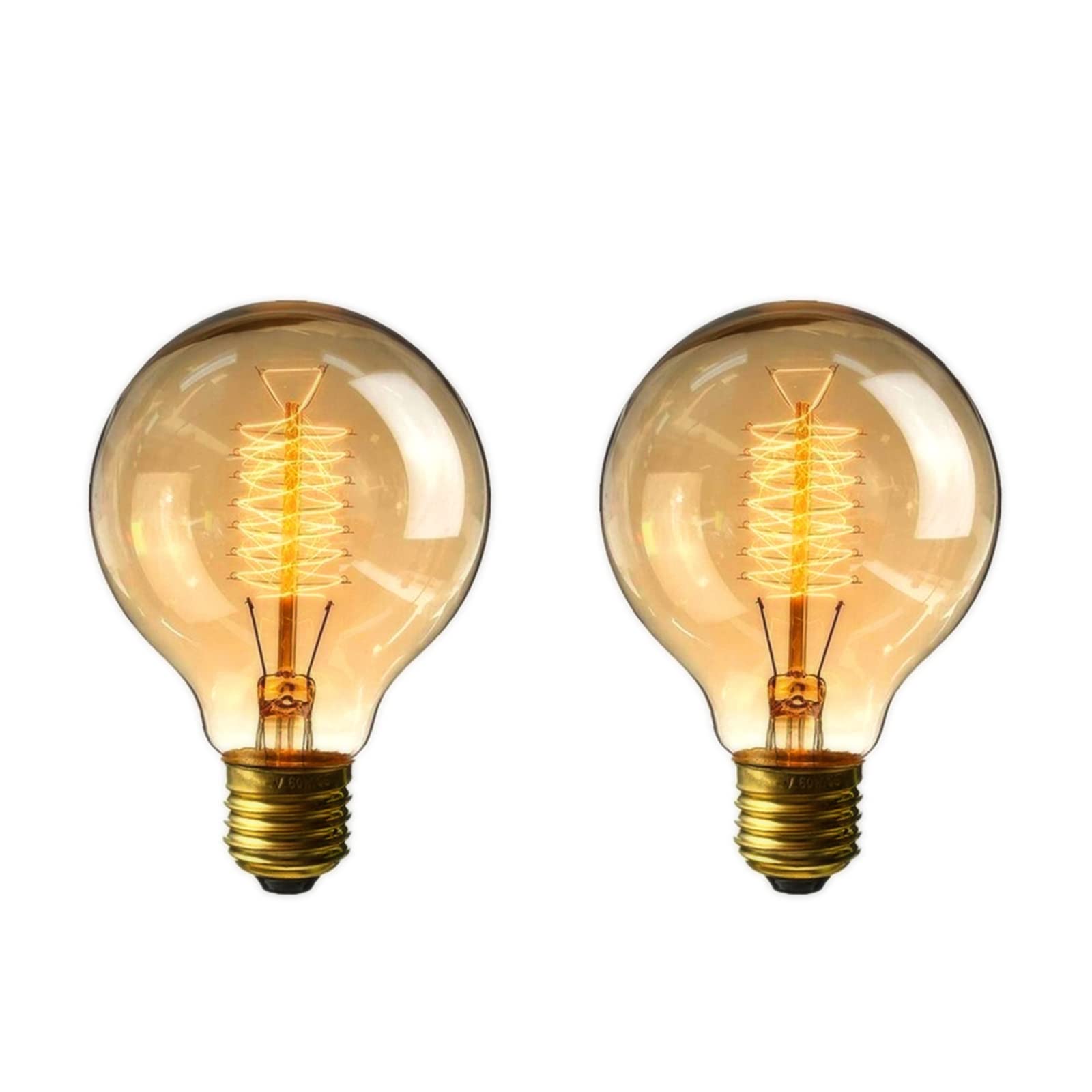 B4U G80 Edison Screw Bulb 60w - Pack of 2 Dimmable Vintage Light Bulbs E27 Screw, Decorative Spiral Filament Bulbs, Soft Warm White 2700K
