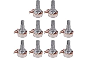 ARTIBETTER 10Pcs B50K Potentiometer Full Size Audio Taper Bass Guitar Long Knurled Split Shaft Low Friction Tone Control Replacement