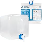 72HRS 20 Litre Foldable Water Storage Container with Spigot and Handle, Food Grade Water Carrier Jug, Leakproof, Portable, Co