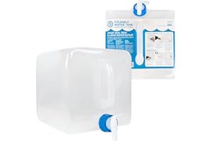72HRS 20 Litre Foldable Water Storage Container with Spigot and Handle, Food Grade Water Carrier Jug, Leakproof, Portable, Co