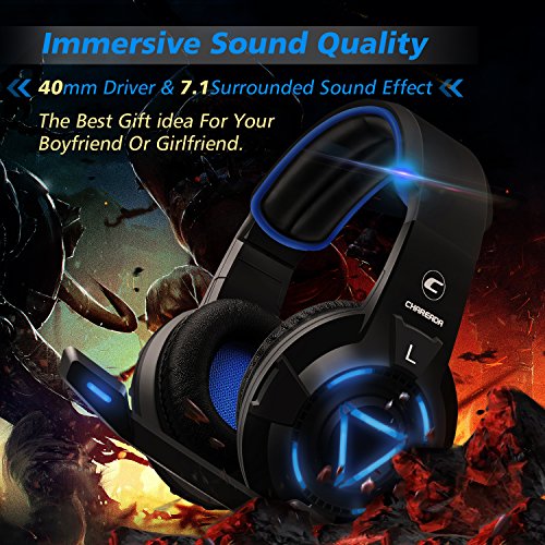 [2018Newest]Gaming Headset for Xbox One, Best 7.1 Surround Sound Headsets Multi-function Controller for PS4,PS3,Xbox 360,Nintendo Switch,PC, Headphones with LED Lights and Noise Canceling Microphone