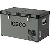 ICECO VL60 Dual Zone Portable Refrigerator with SECOP Compressor, 60 Liters Platinum Compact Refrigerator, DC 12/24V, AC 110-