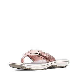 Clarks Women's Breeze Sea Flip-Flop, Rose Gold, 6