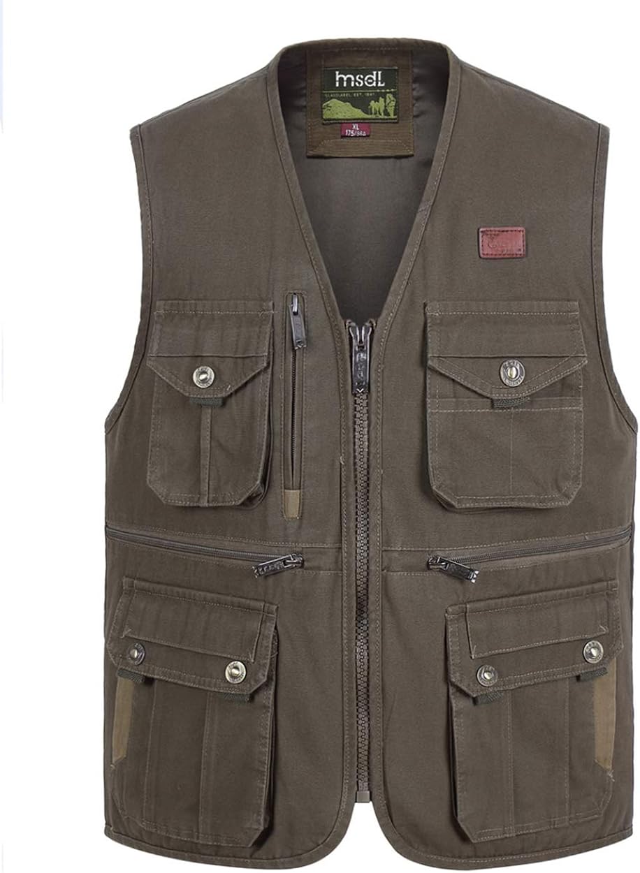 KTWOLEN Mens Gilet Waistcoat Safari Multi Pocket Fishing Hunting Hiking