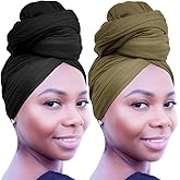 Hrapscaf 2PCS Head Wraps for Women Turban Headwraps Hair Scarves Long Large Lightweight Soft Headscarf Headband Wide Hijabs