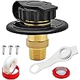 RV City Water Fill Inlet Flange Check Valve Water Hookup Connector 3/4 NH Female to 1/2 NPT Male Mount Lead-Free Brass Flush RV Water Backflow Preventer with Dust Plug for RV Camper Motorhome