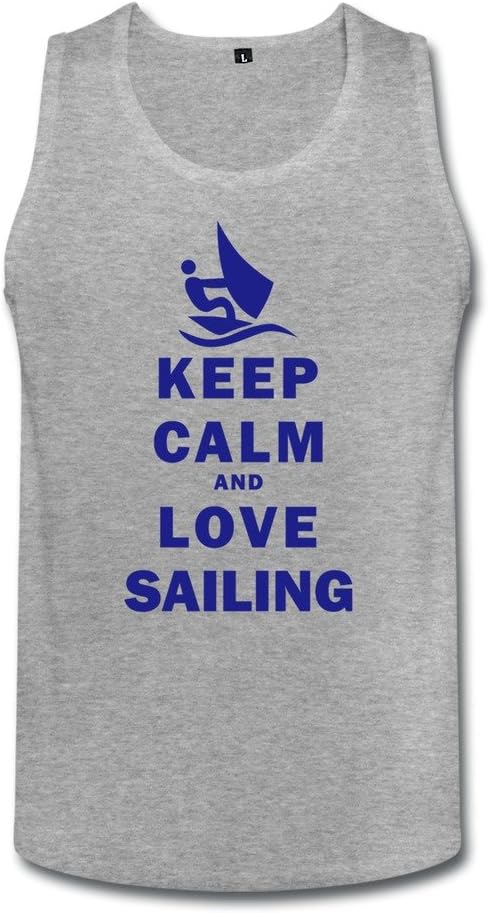 Male Keep Calm And Love Sailing Tank Tops HeatherGray