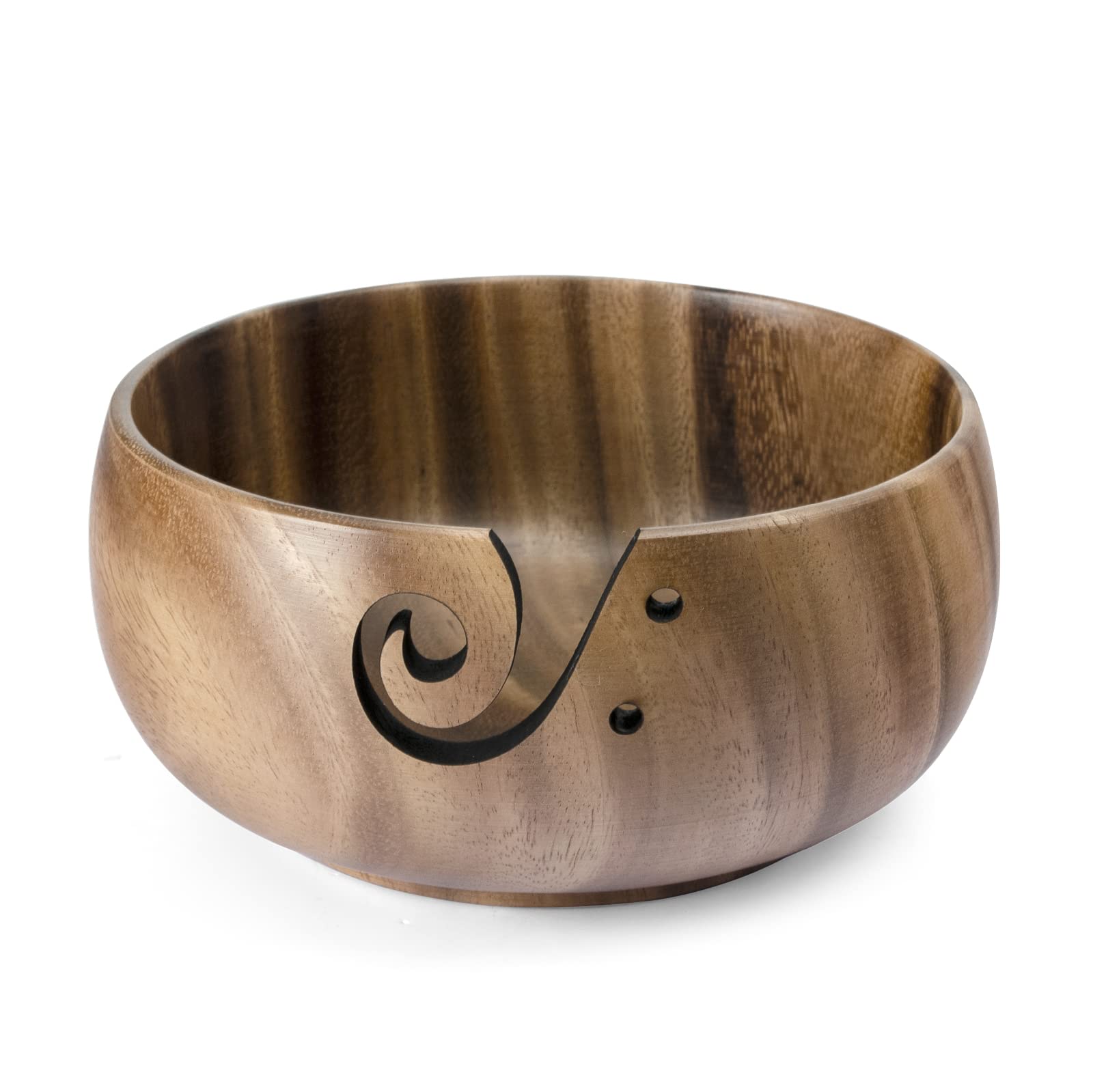 Photo 1 of Little World Yarn Bowl - Wooden Yarn Bowls for Crocheting with Holes, Preventing Slipping and Tangles, Handmade Craft Knitting Bowl Yarn Holder Mothers Day Gift for Knitting Lovers (Chestnut)