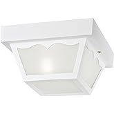 Westinghouse 6697500 Traditional One-Light Outdoor Flush-Mount Fixture, White Finish on Polypropylene, Frosted Glass Panels