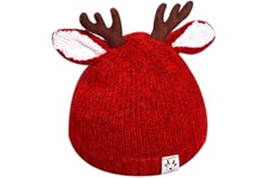 BOLLEY JOSS Cute Reindeer Antlers Baby Beanie Soft Warm Crochet Knitted Hat for Toddler Girls Boys