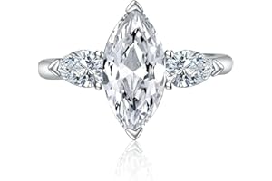 Obiyos Women's Rectangle Design High-Carbon Diamond Engagement and Promise Ring – 2CT Rectangle Cut, 925 Sterling Silver, 18K White Gold Plated, Superior to Moissanite