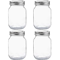 Glass Regular Mouth Mason Jars, 16 oz Clear Glass Jars with Silver Metal Lids for Sealing, Canning Jars for Food Storage…