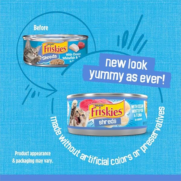 FRISKIES SAVORY SHREDS WITH OCEAN WHITEFISH & TUNA IN SAUCE CANNED CAT FOOD 24 – 5.5OZ CANS