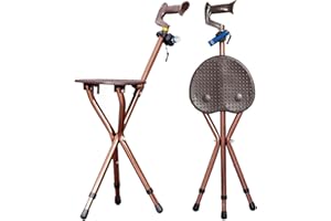 Heavy Duty Walking Cane with Folding Seat 440 lbs Capacity Adjustable Canes with Seats for Heavy Weight Thick Aluminum Alloy 