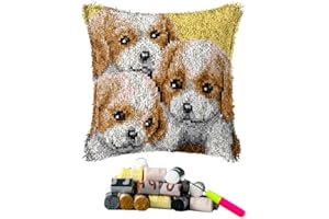 DL-YTG DIY Latch Hook Kits Yarn Kits Pillow Rug Pattern Arts and Crafts Crochet Needlework（Dog：16x16in/40x40CM）