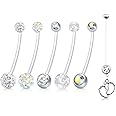 JFORYOU Pregnancy Maternity Flexible Bioplast Long Belly Button Rings Navel Retainer Body Piercing 14G 1&1/2 Inch Length Varied Style