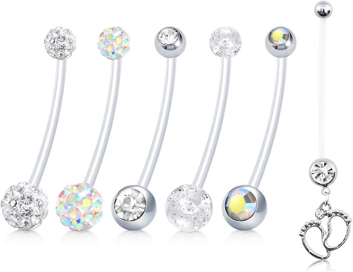 JFORYOU 6 Style Pregnancy Maternity Flexible Bioplast Long Belly Button