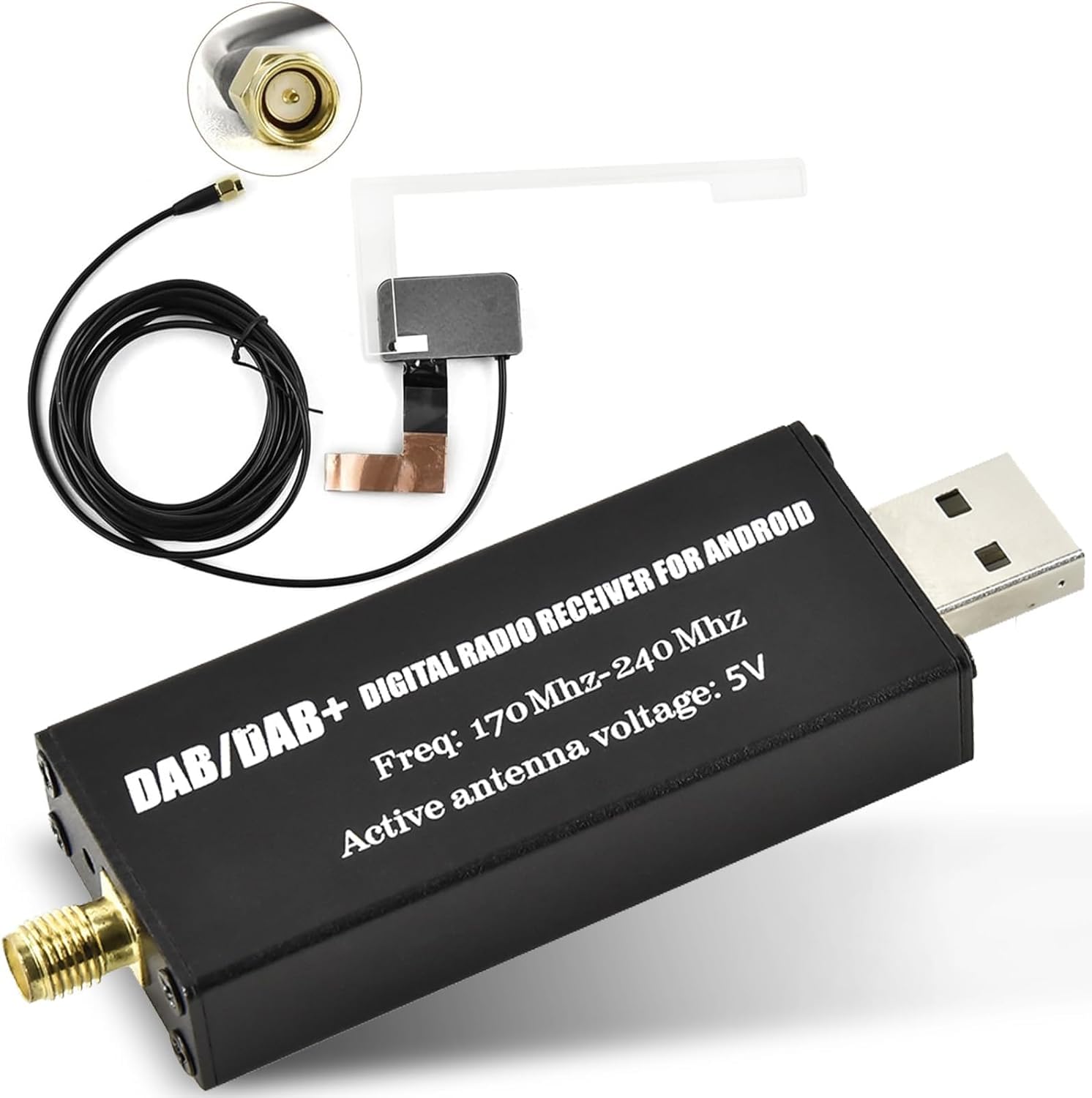Hikity DAB/DAB+ Radio Receiver with Antenna, Digital Audio Transmission, USB Dongle for Android Car Stereo