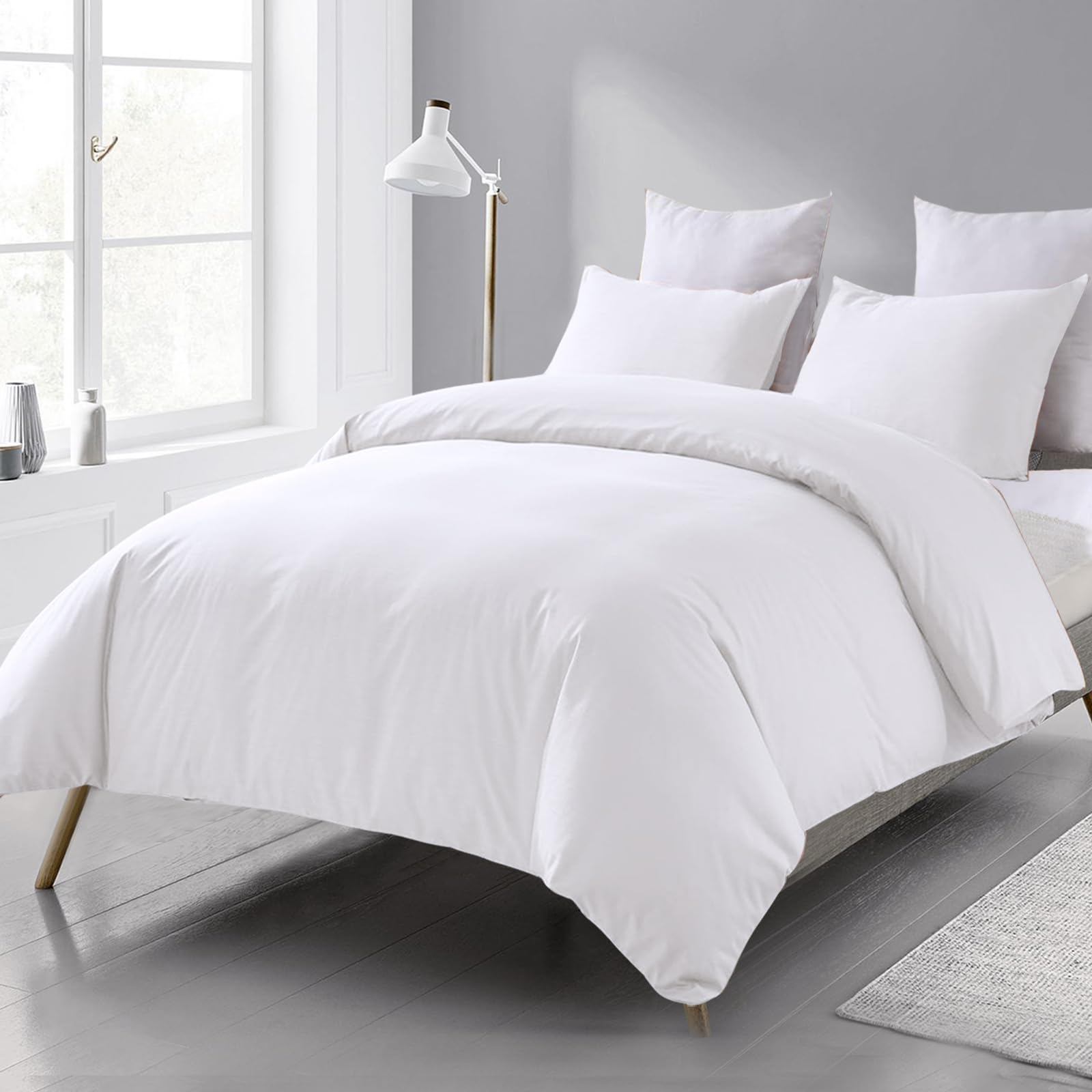 Beqnat Bed Linen 200 x 220 cm White - Soft Bed Linen Sets Duvet Cover 200 x 220 cm Pillowcase 80 x 80 cm Set of 2 Microfibre with Zip