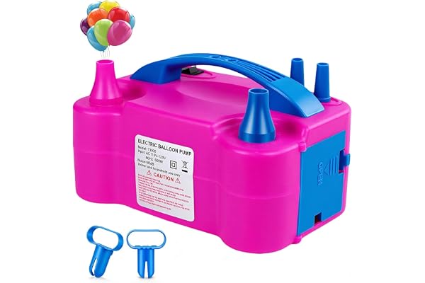 Motorenbau Electric Balloon Pump, Portable Electric Balloon Blower Machine Balloon Air Pump, Dual Nozzle 110V 600W Balloon Inflator for Party Decoration Christmas Birthday-Rose