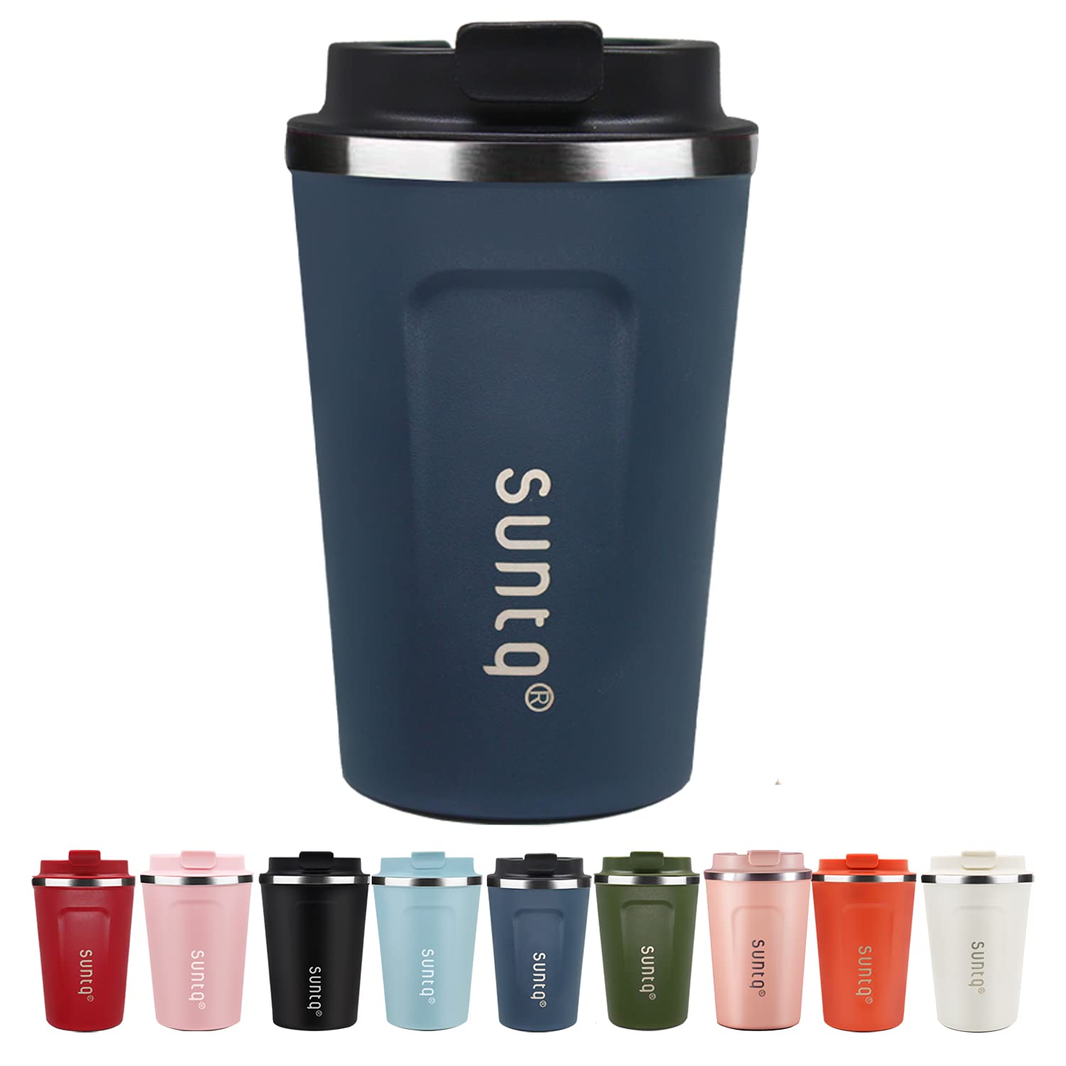 SUNTQ Coffee Travel Mug with Leakproof Lid - Reusable Coffee Cups Travel - Thermal Mug Insulated Cup - Coffee Travel Cup Stainless Steel - for Hot and Cold Drinks, 13oz/380ml, Sea Blue
