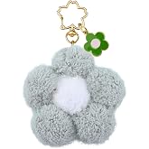 Xiyantiji Flower Plush Keychain for Women Girls Pink White Fluffy Flower Charms for Handbag Purse Backpack Fuzzy Accessories