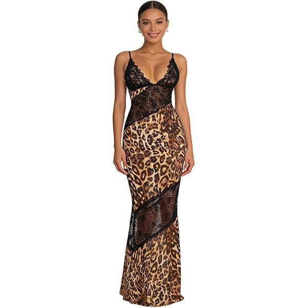 Suillty Women Leopard Print Mesh Sheer Spaghetti Strap Long Maxi Dress Sexy  Sleeveless Backless Beach Swimsuit Cover Ups Party Club Dresses at Amazon  Women's Clothing store