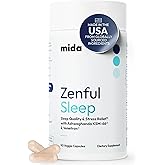 Mida Health® Zenful Sleep 6-in-1 Natural Sleep Aid for Adults Without Melatonin | Deep Sleep Supplement with Ashwagandha KSM-66® and Venetron® | Supports Cortisol Balance & Mood | 90 Capsules