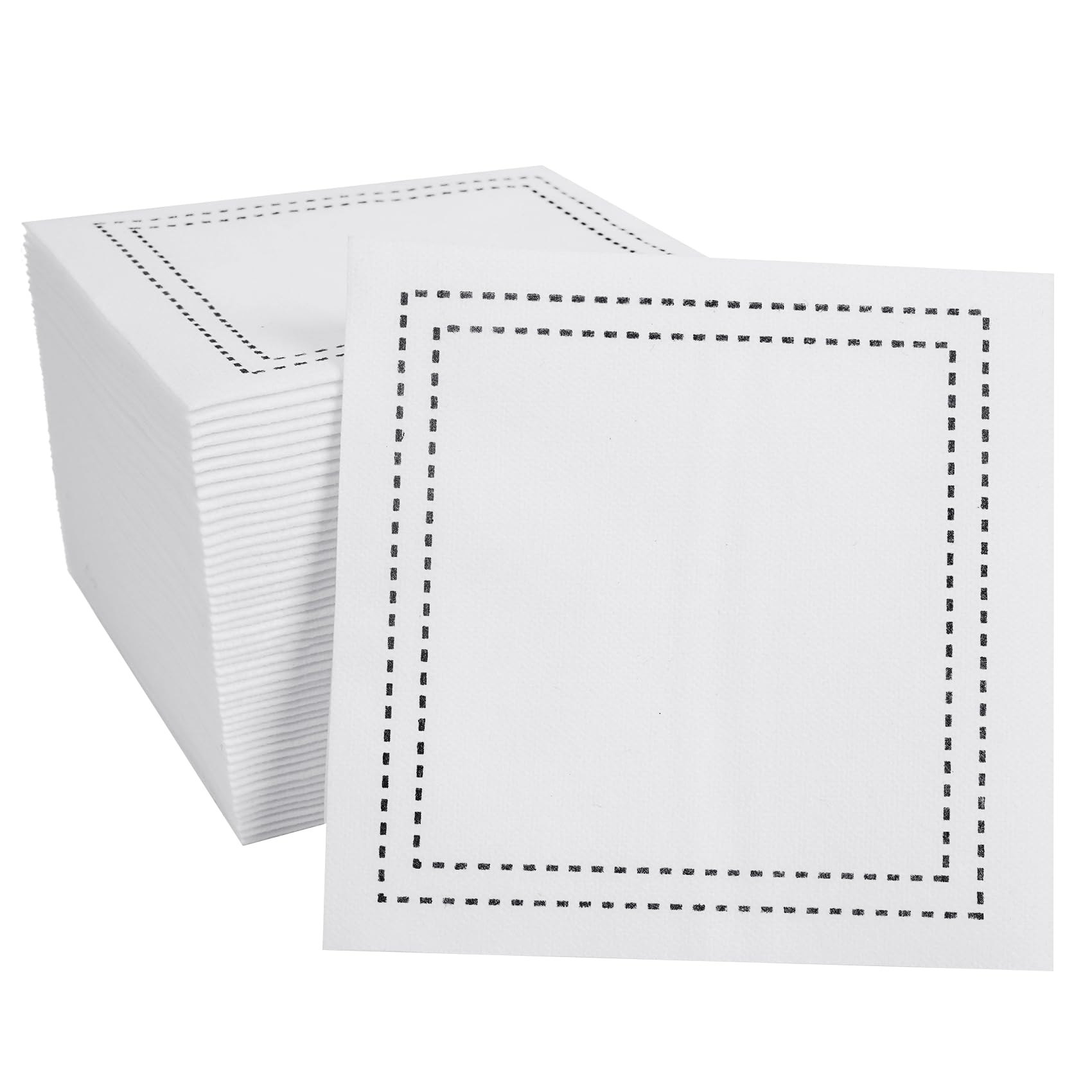 Photo 1 of 100 Pack White Cocktail Napkins Disposable - Linen Feel 5x5 Inch Premium Dessert Napkins for Weddings, Parties, Birthdays, Anniversary, Suitable for Restaurants, Bars, Reception, Home Events