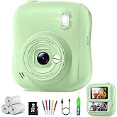 Instant Print Camera for Kids,Christmas Birthday Gifts for 3 4 5 6 7 8 9 10 11 12 Year Old Boys Girls,Toddler Digital Video Camcorder Cameras, Best 1080P HD Selfie Toy with 32GB SD Card