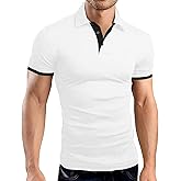 LOGEEYAR Men Polo Shirt Slim Fit Short Sleeve Cotton Golf Shirt Solid Performance Casual T-Shirts