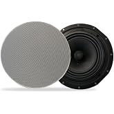 JUKE AUDIO Sky Speaker | Pair of 8" in-Ceiling Speakers | 2-Way Sound Coverage with Woofer &amp; Pivoting Tweeter | Flush Mount Design | Multi-Room Audio System