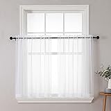 Chyhomenyc White Sheer Curtains 36 inch Length 2