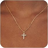 LULII Cross Necklace for Women Dainty 14K Gold Silver Plated Small Cross Pendant Choker Simple Cute Cross Gold Necklace for Women Trendy Faith Jewelry Gift