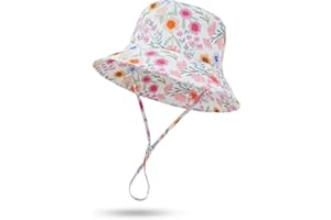 MA COWCF Baby Sun Hat 0-6 Years Toddler Boys Girls Adjustable Bucket Hats Kids Bucket Hats UPF 50+ Wide Brim Beach Swim Pool