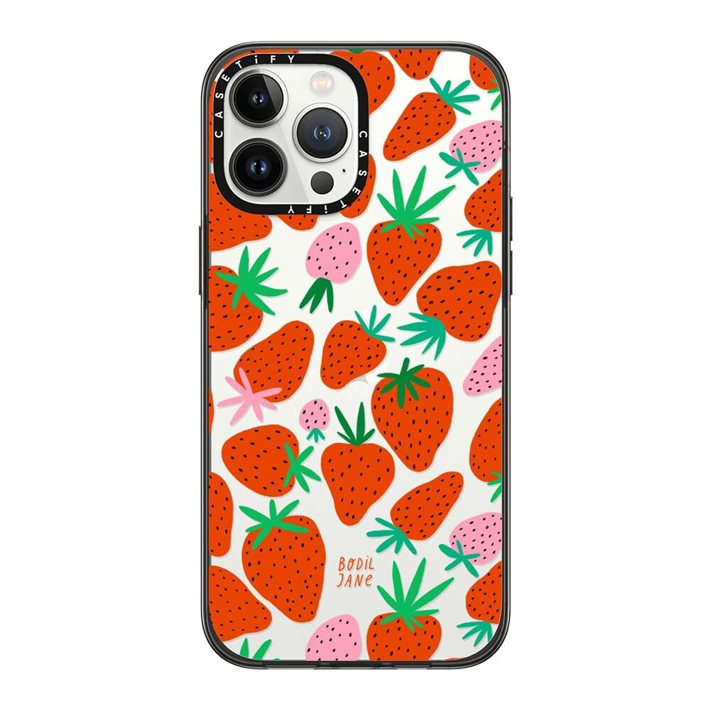 CASETiFY Compact iPhone 13 Pro Max Case [2X Military Grade Drop Tested / 4ft Drop Protection] - STRAWBERRIES - Clear Black — image 1
