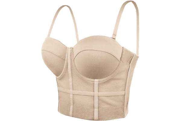 Women's Support Push Up Bra Bustier Corset Spaghetti Strap Cropped Cami Top Waist Cincher Body Shaper Shapewear