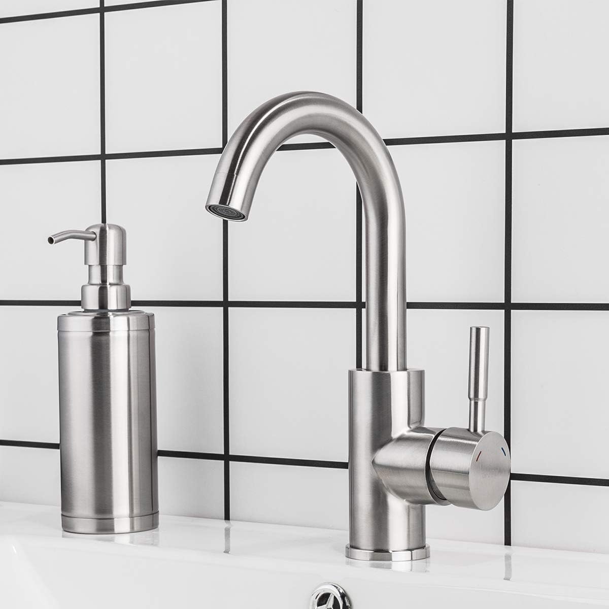 Bar Sink Faucet Brushed Nickel GAPPO Bathroom Faucet Stainless Steel Farmhouse Lavatory Sink Faucet Mixer Small Kitchen Faucet - - 
