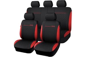 Flying Banner car seat Covers Full Set Velvet Cubic Stamp Massage Breathable Rear Bench Split Black Gray Beige tan 40/60 50/50 60/40 (Red Black, Full Set - Low Back)
