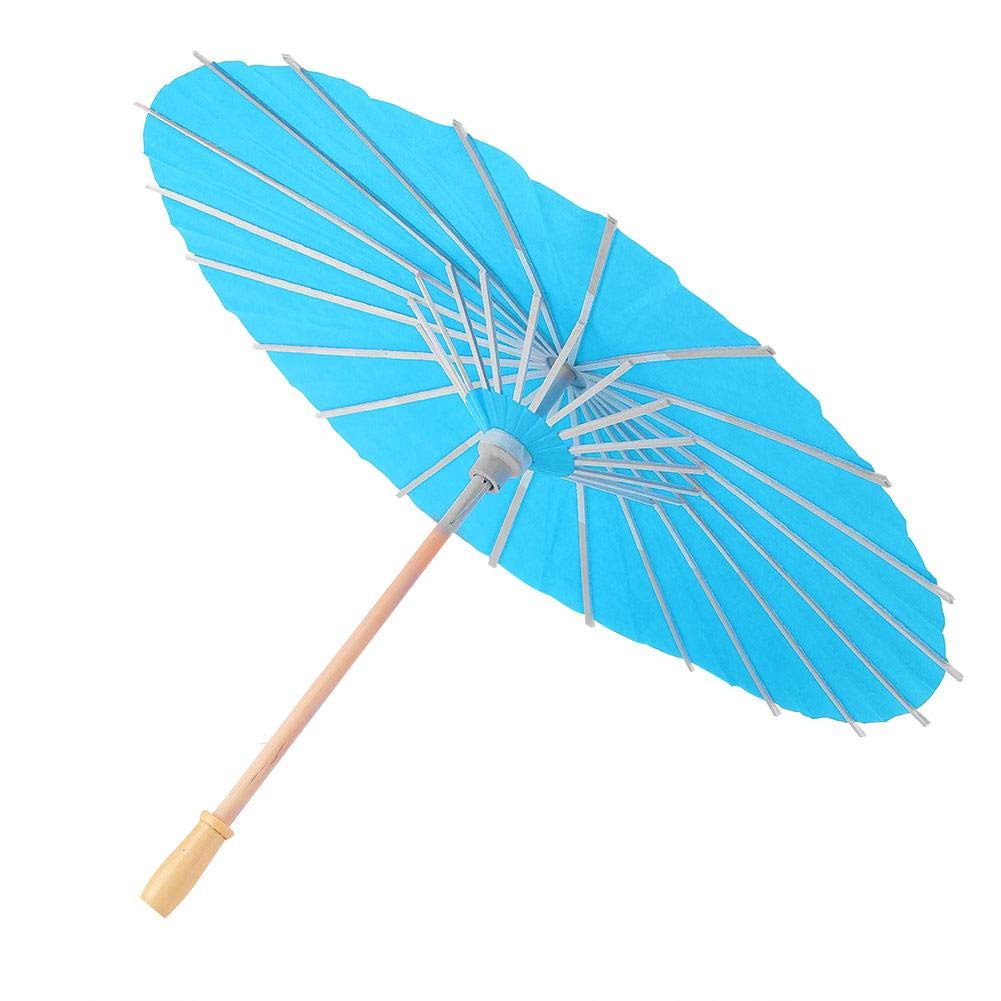 Paper Umbrella Decor Props for Kids DIY Hand Painting Children's DIY Blank Paper Umbrella Graffiti Hand-painted Craft Umbrella (diameter 60cm)(Blue)