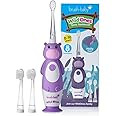 brush-baby WildOnes Kids Electric Rechargeable Toothbrush Hippo, 1 Handle, 3 Brush Heads, USB Charging Cable, for Ages 0-10 (Hippo)