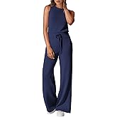PRETTYGARDEN Jumpsuits for Women Casual 2026 Summer Sleeveless Wide Leg Pants Rompers One Piece Beach Vacation Spring Outfits