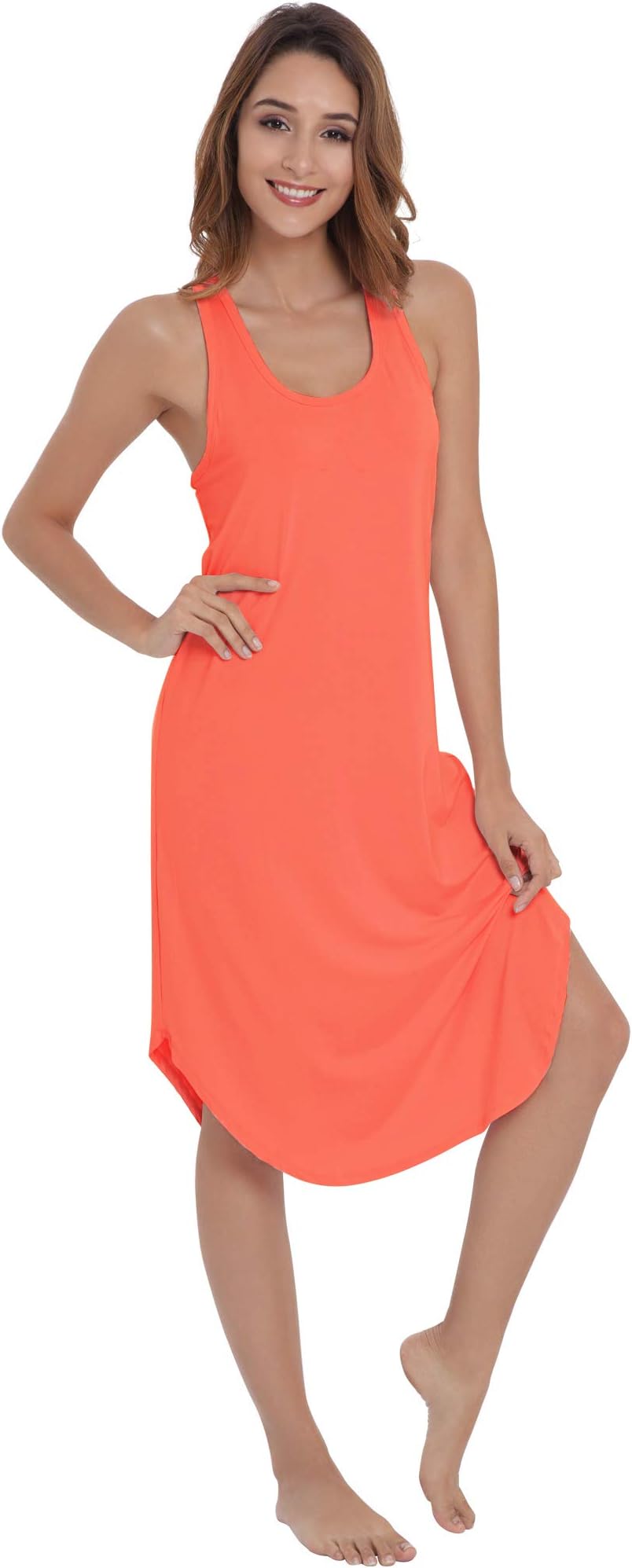 NEIWAI Womens Racerback Nightgown Sleeveless Bamboo Sleep Night Dress
