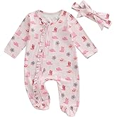 Mieeyali Newborn Baby Girl Western Clothes Cowgirl Boots Footie Romper Rodeo Country Zipper jumpsuit Fall Winter Clothes