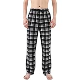 Garmagic Men's Plaid Micro Fleece Pajamas, Soft Sleep Pants with Drawstring
