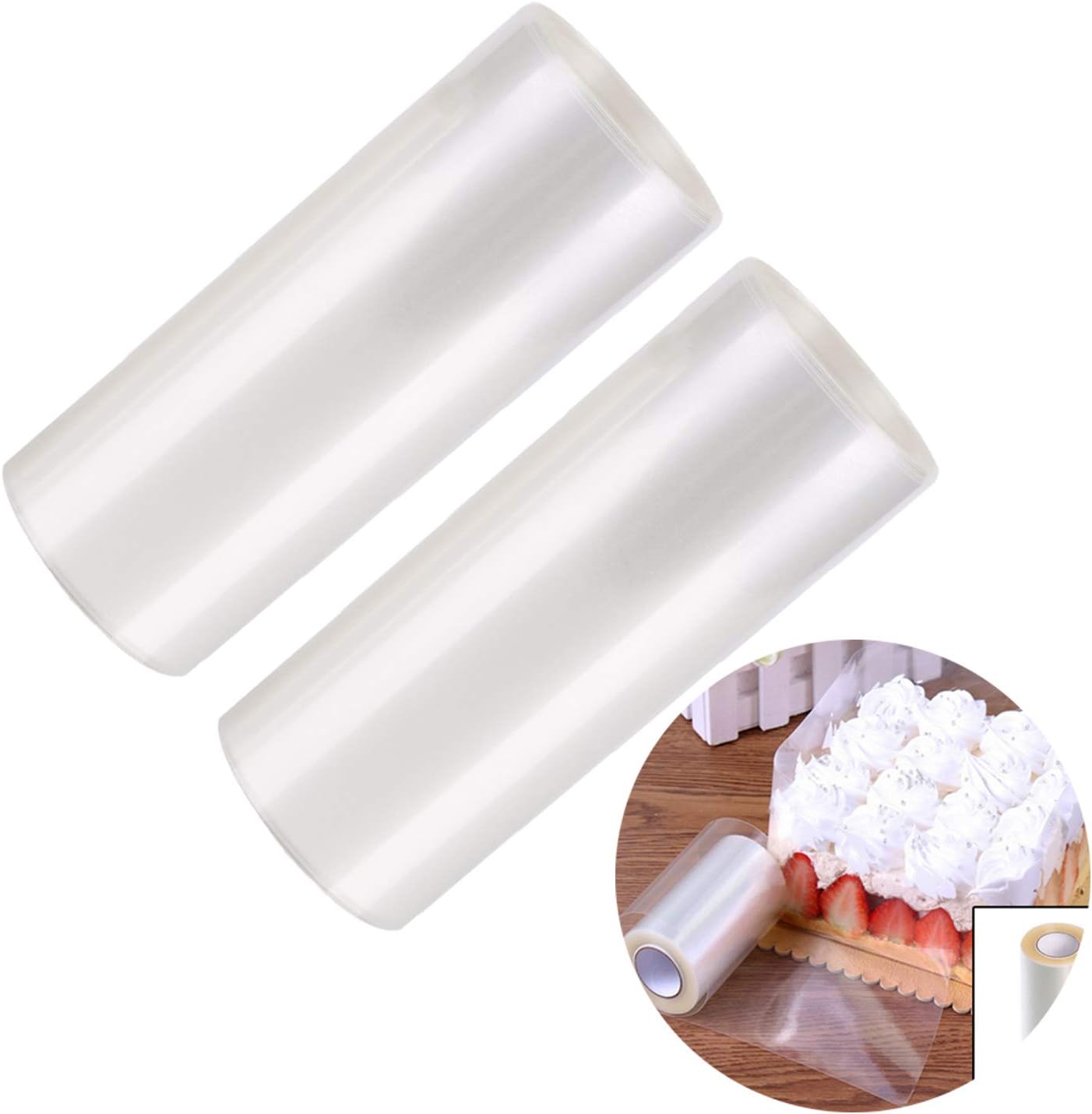 2pcs Cake Collars 4 x 394inch, Clear Cake Strips, Mousse Cake Decorating Acetate Sheet, Transparent Cake Rolls for Chocolate Mousse Baking, Cake Decorating.