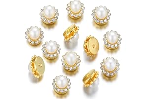 KDCQAH 100 Pcs 12MM Sew on Pearls Rhinestones Crystals Plastic Metal Base Sewing Flower Claw Pearls Rhinestones for Clothes Shoes Earring Belt Crafts Sewing Accessories (23 Pearl)